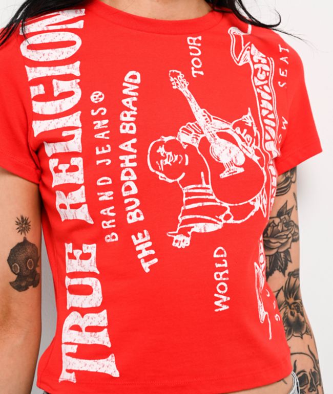 True Religion Heritage Logo Red Crop T-Shirt - thumbnail 3