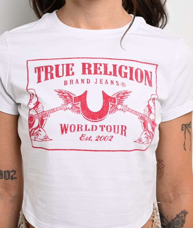 True Religion Heritage White Crop T-Shirt - thumbnail 3