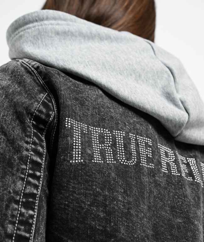 True Religion Hooded Combo Silver Sun Crop Jacket - thumbnail 3