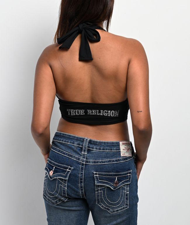 True Religion Horseshoe Black Bandeau Halter Top - thumbnail 2