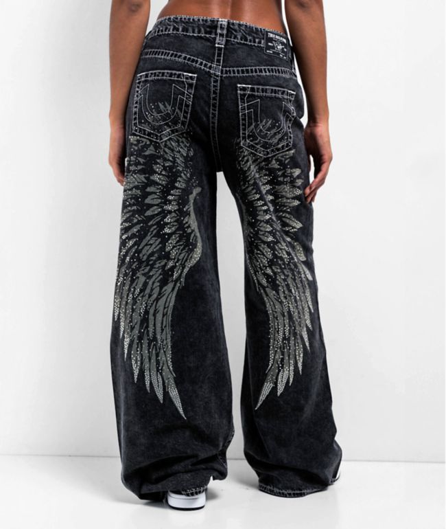 True Religion Jessie Wing Super Baggy Silver Sun Wash Jeans