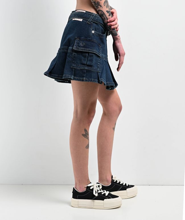 True Religion La Serena Belted Denim Cargo Skirt - thumbnail 3