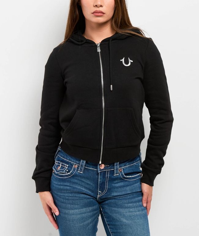 True Religion Lurex World Tour Black Zip Hoodie