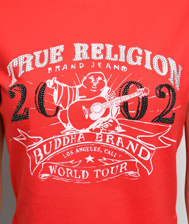 True Religion OG Crystal Buddha Red Crop T-Shirt - thumbnail 3