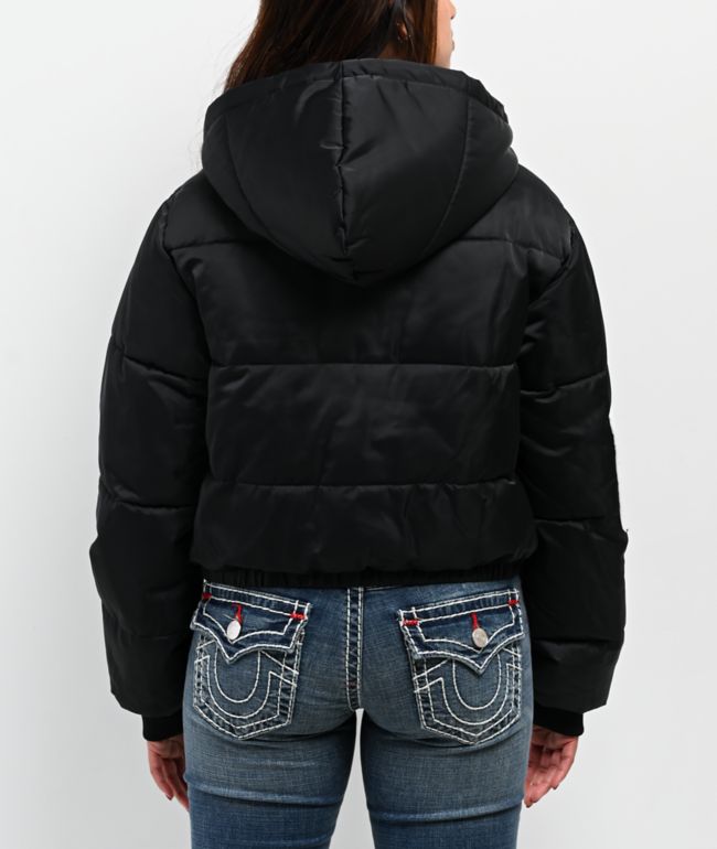 True Religion Patched Black Crop Puffer Jacket - thumbnail 2