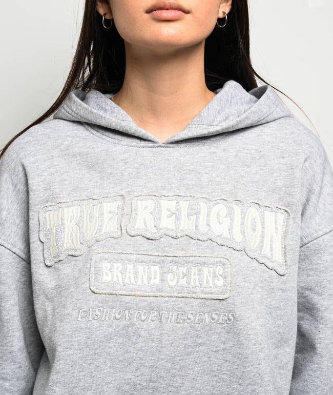 True Religion Patched Boyfriend Grey Hoodie - thumbnail 3