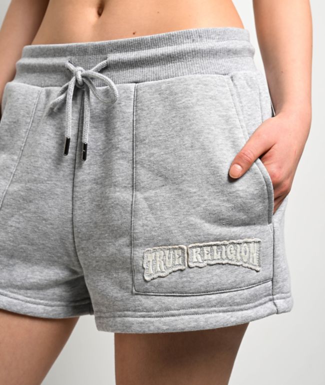 True Religion Patched Grey Sweat Shorts - thumbnail 3