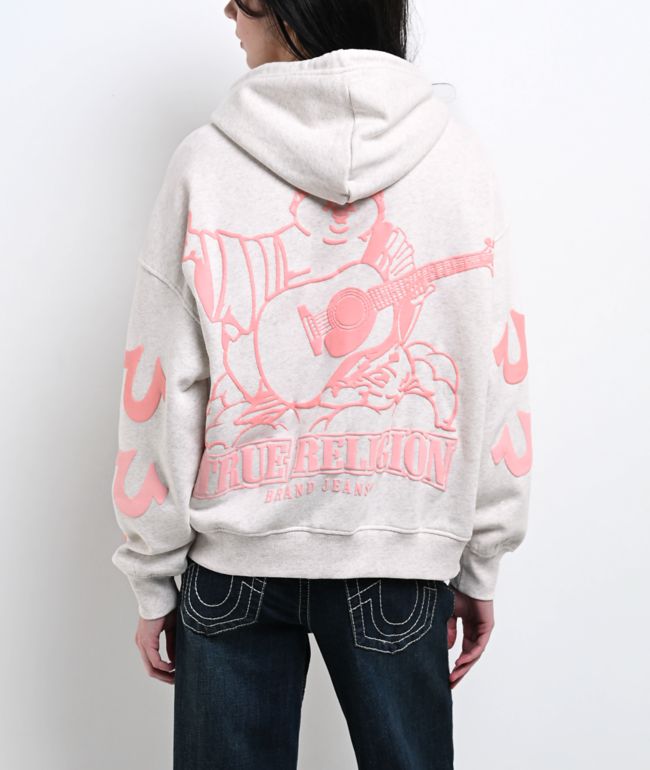 True Religion Puff-Print Heather Grey Zip Hoodie - thumbnail 2