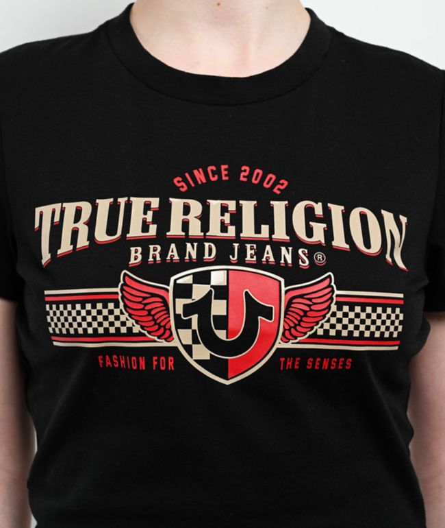 True Religion Racer Black Crop T-Shirt - thumbnail 3