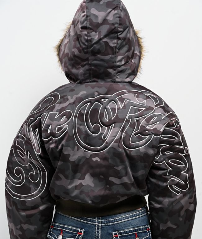 True Religion Relaxed Camo Crop Jacket - thumbnail 3