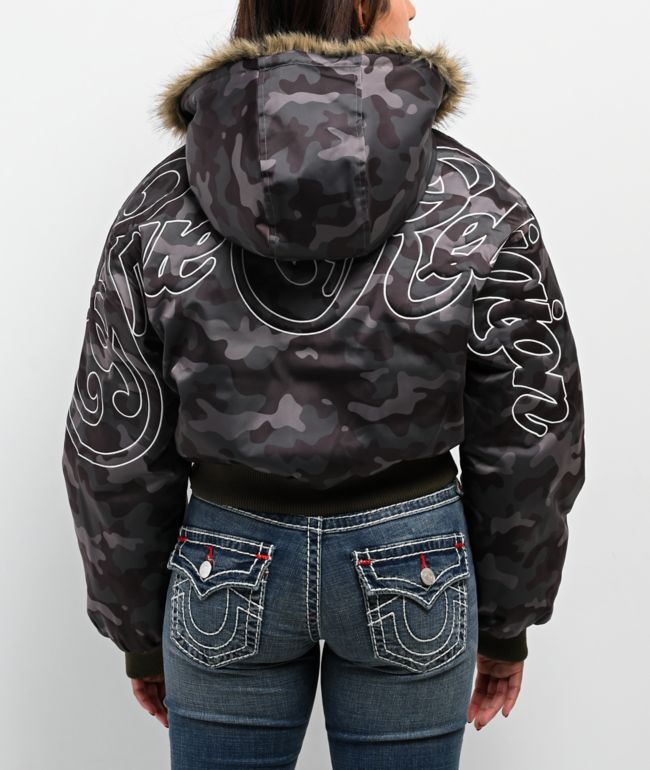 True Religion Relaxed Camo Crop Jacket - thumbnail 2