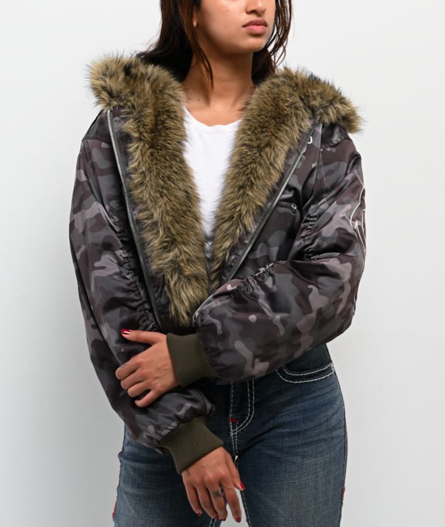 True Religion Relaxed Camo Crop Jacket