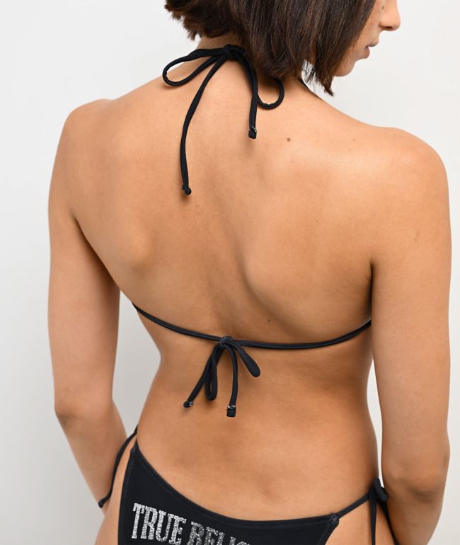 True Religion Rhinestone Wings Black Triangle Bikini Top - thumbnail 2