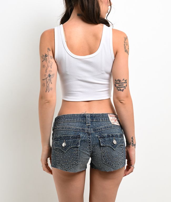 True Religion Ribbed White Button Up Crop Tank Top - thumbnail 2