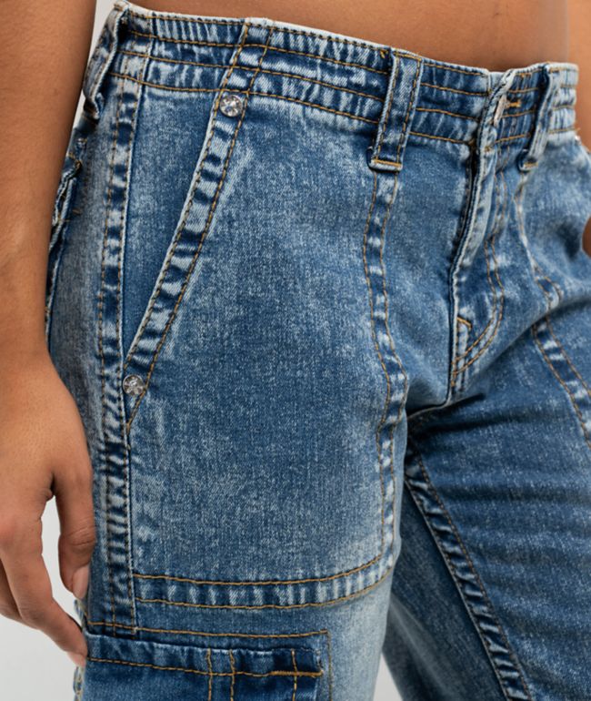 True Religion Ricki Blue Zip Cargo Jeans - thumbnail 3