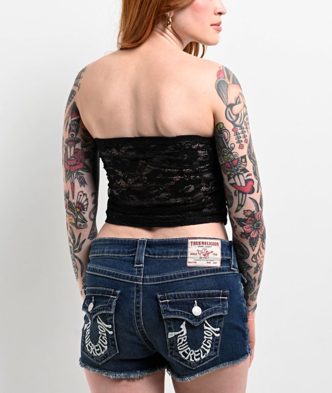 True Religion Ruched Black Lace Tube Top - thumbnail 2