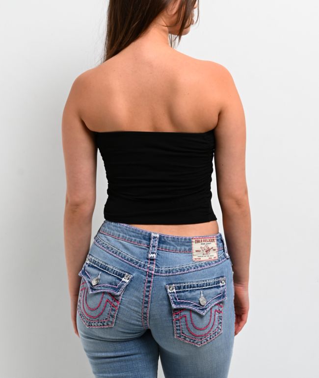 True Religion Ruched Black Tube Top - thumbnail 2