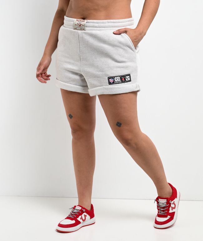 True Religion Sporty Patch Heather Oatmeal Sweat Shorts - thumbnail 3