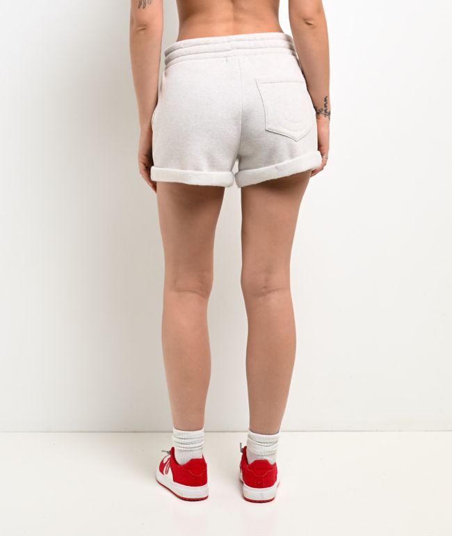 True Religion Sporty Patch Heather Oatmeal Sweat Shorts - thumbnail 2