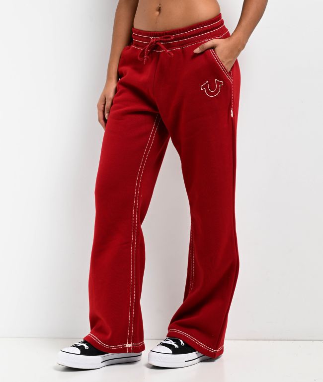 True Religion Super T Fleece Ruby Red Sweatpants - thumbnail 2