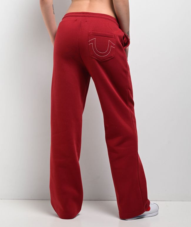 True Religion Varsity Red Dahlia Straight Leg Sweatpants