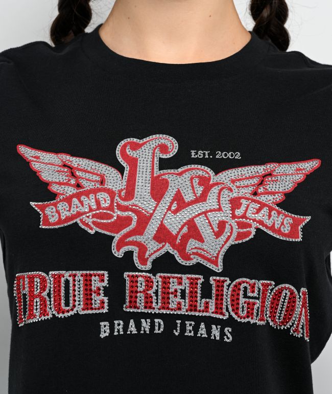 True Religion Wing Crystal Black Crop T-Shirt - thumbnail 3
