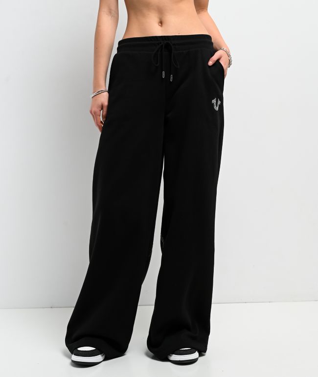 True Religion Winged Crystal Black Baggy Sweatpants - thumbnail 2