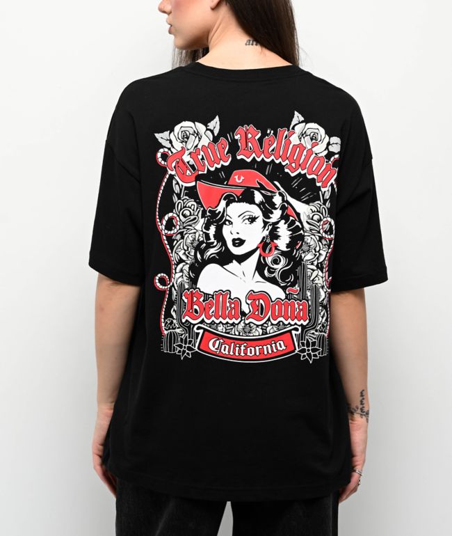 True Religion x Bella Doña Oversized Black T-Shirt
