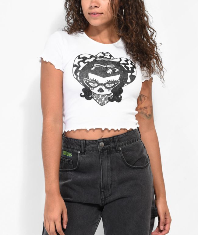 Valfre Cow Babe White Crop Top