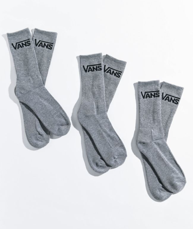 Vans Kids' Classic Grey 3 Pack Crew Socks