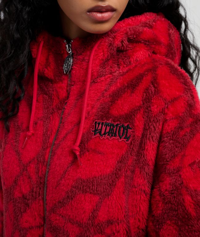 Vitriol Axle Shattered Red Plush Zip Hoodie - thumbnail 3