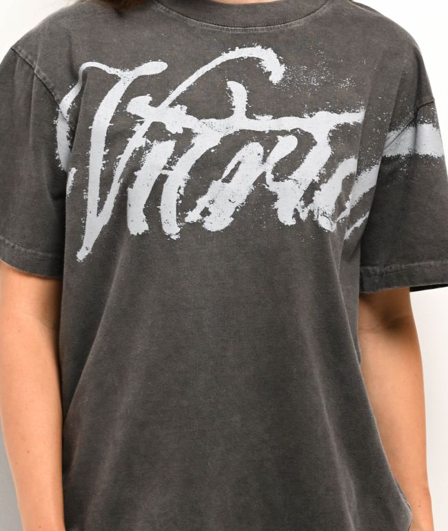 Vitriol Blurred Flowers Vintage Grey T-Shirt - thumbnail 3
