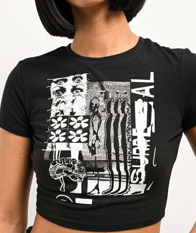 Vitriol Brianna Surreal Black Crop T-Shirt - thumbnail 3