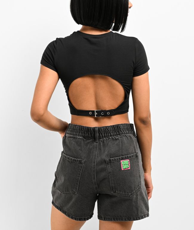 Vitriol Brianna Surreal Black Crop T-Shirt - thumbnail 2