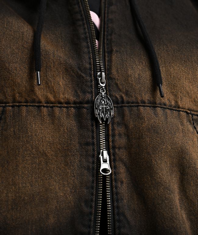 Vitriol Camden Cross Black Wash Crop Hooded Jacket - thumbnail 3