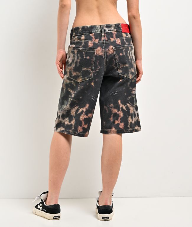 Vitriol Cindra Leopard Black Denim Shorts - thumbnail 2