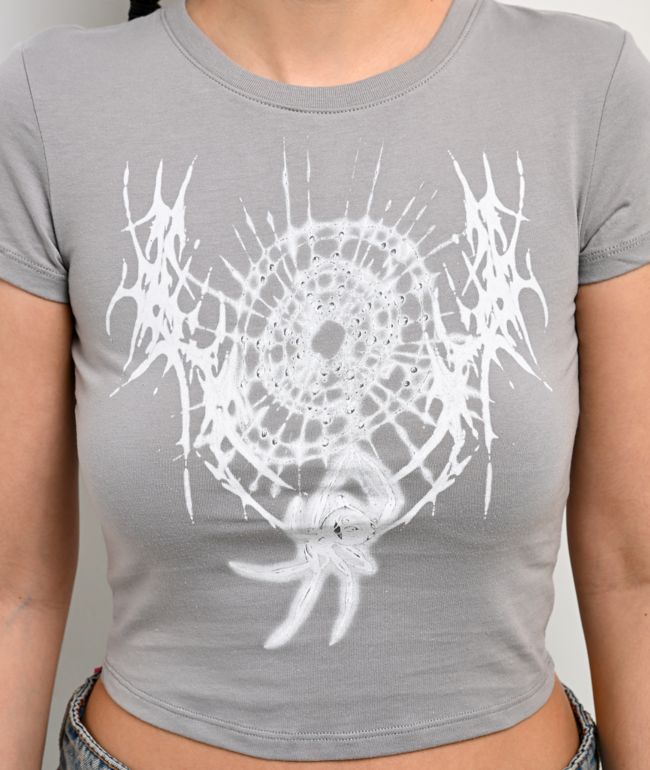 Vitriol Creepin Grey Crop T-Shirt - thumbnail 3