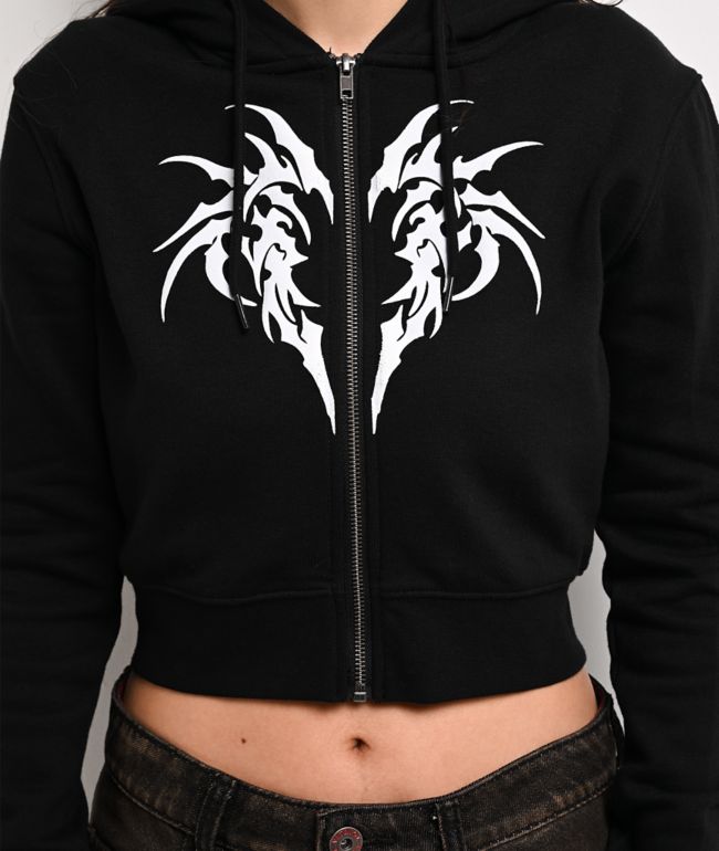 Vitriol Cyber Charm Black Crop Zip Hoodie - thumbnail 3