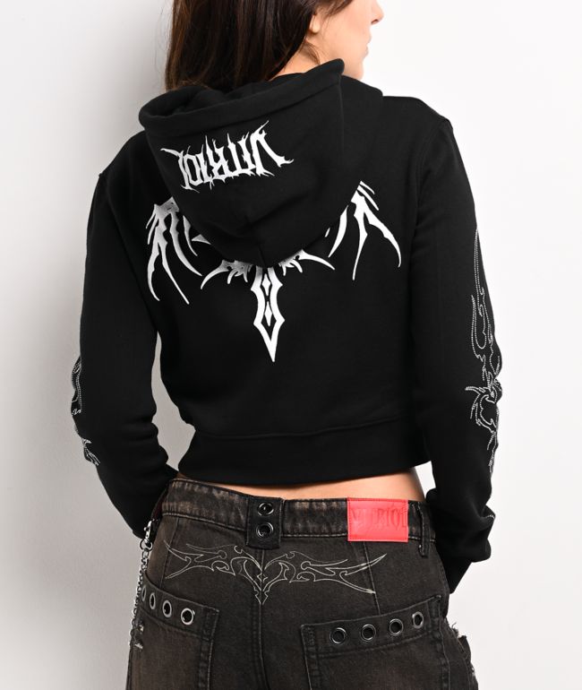 Vitriol Cyber Charm Black Crop Zip Hoodie - thumbnail 2