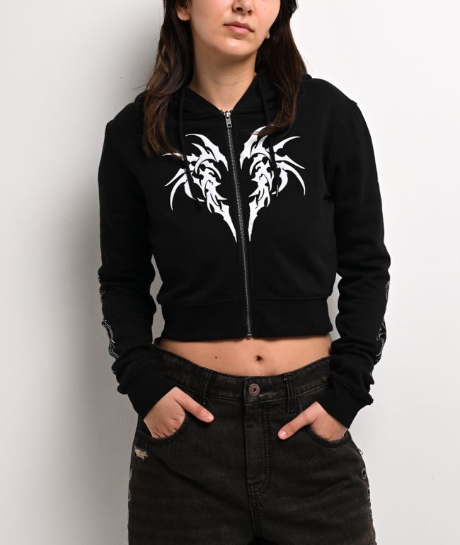 Vitriol Cyber Charm Black Crop Zip Hoodie