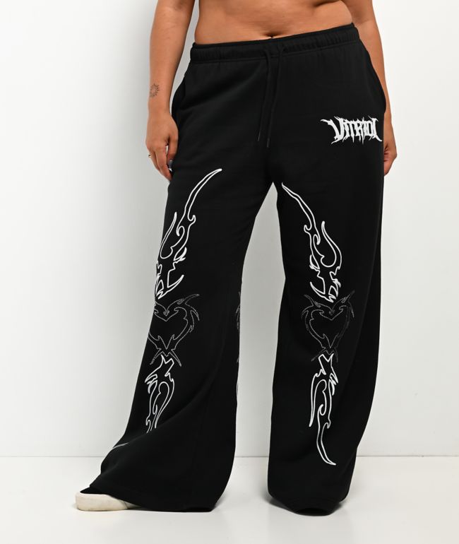 Vitriol Cyber Chrome Black Wide Leg Sweatpants - thumbnail 3