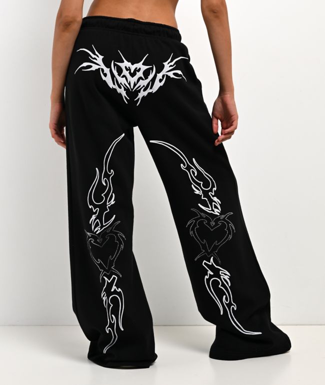 Vitriol Cyber Chrome Black Wide Leg Sweatpants - thumbnail 2