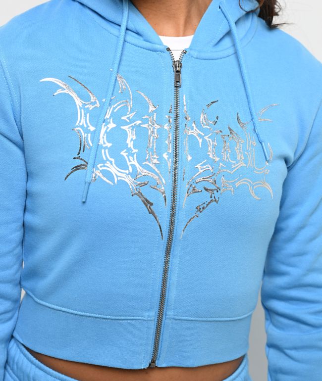 Vitriol Cyber Dragon Blue Crop Zip Hoodie - thumbnail 3