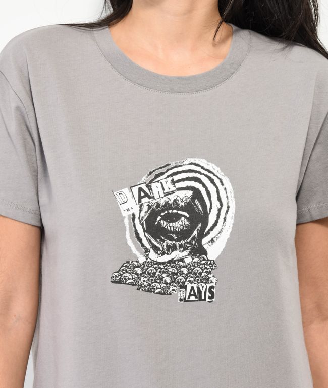Vitriol Dark Days Grey Crop T-Shirt - thumbnail 3