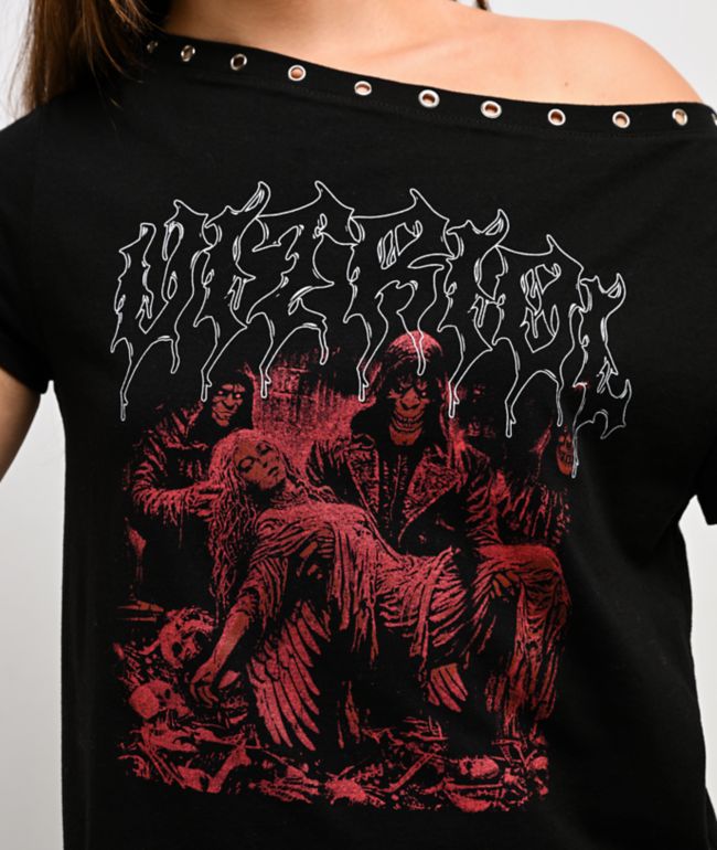 Vitriol Dylan Black Scoop Neck Crop T-Shirt - thumbnail 3