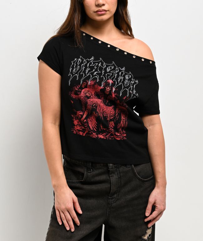 Vitriol Dylan Black Scoop Neck Crop T-Shirt
