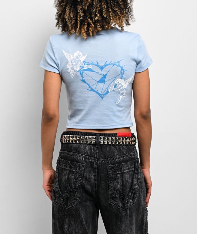 Vitriol Eat Your Heart Out Blue Crop T-Shirt