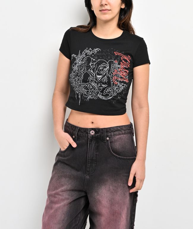 Vitriol Edgy Angel Black Crop T-Shirt
