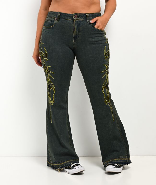 Vitriol Endora Resurrection Blue Wash Bootcut Jeans - thumbnail 3