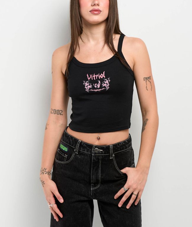 Vitriol Ethereal Sigilism Black Crop Tank Top